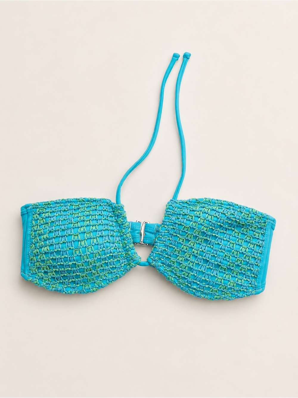 wild fable Turquoise Blue Smocked Bandeau Bikini Top